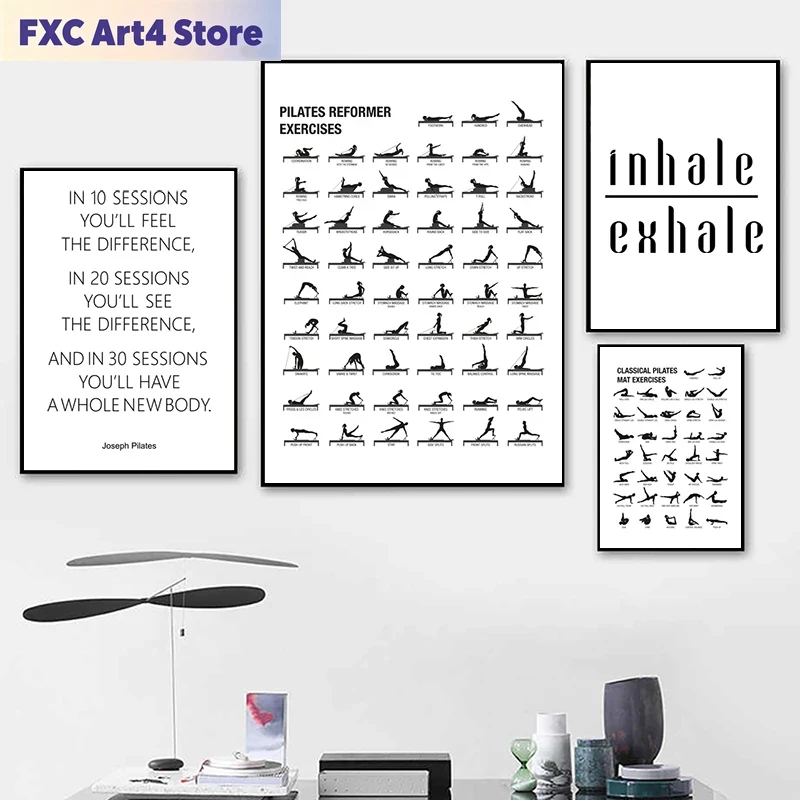 Home Gym Aesthetic - Frameless Pilates Workout Chart Poster Canvas