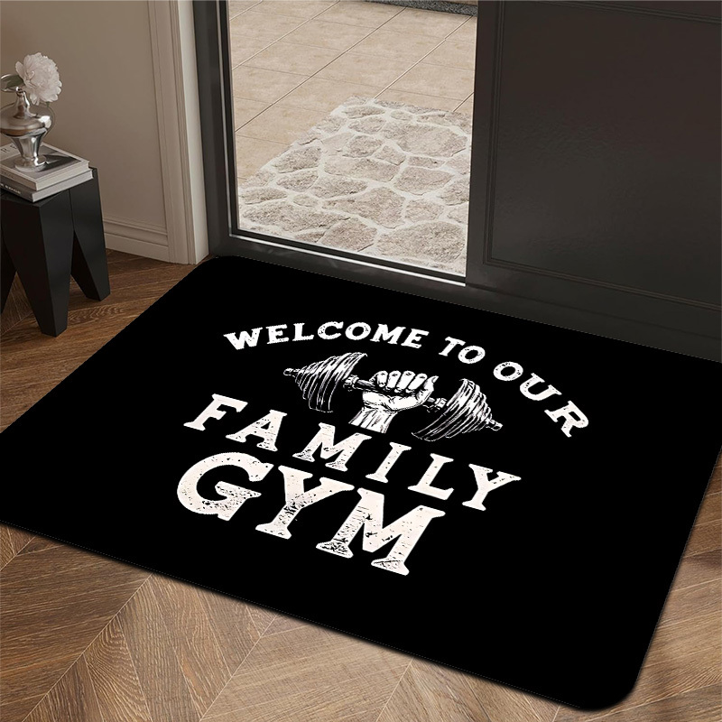 Home Gym Layout - Family Gym Dumbbell Slogan Printed Doormat