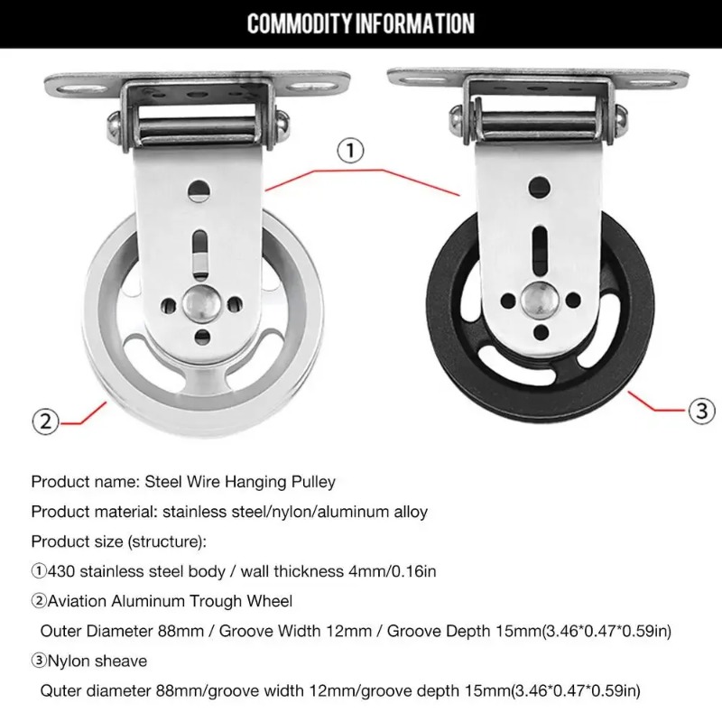 Home Gym Wall Mounted - Mute Rotatable Stainless Steel Pulley Wheel