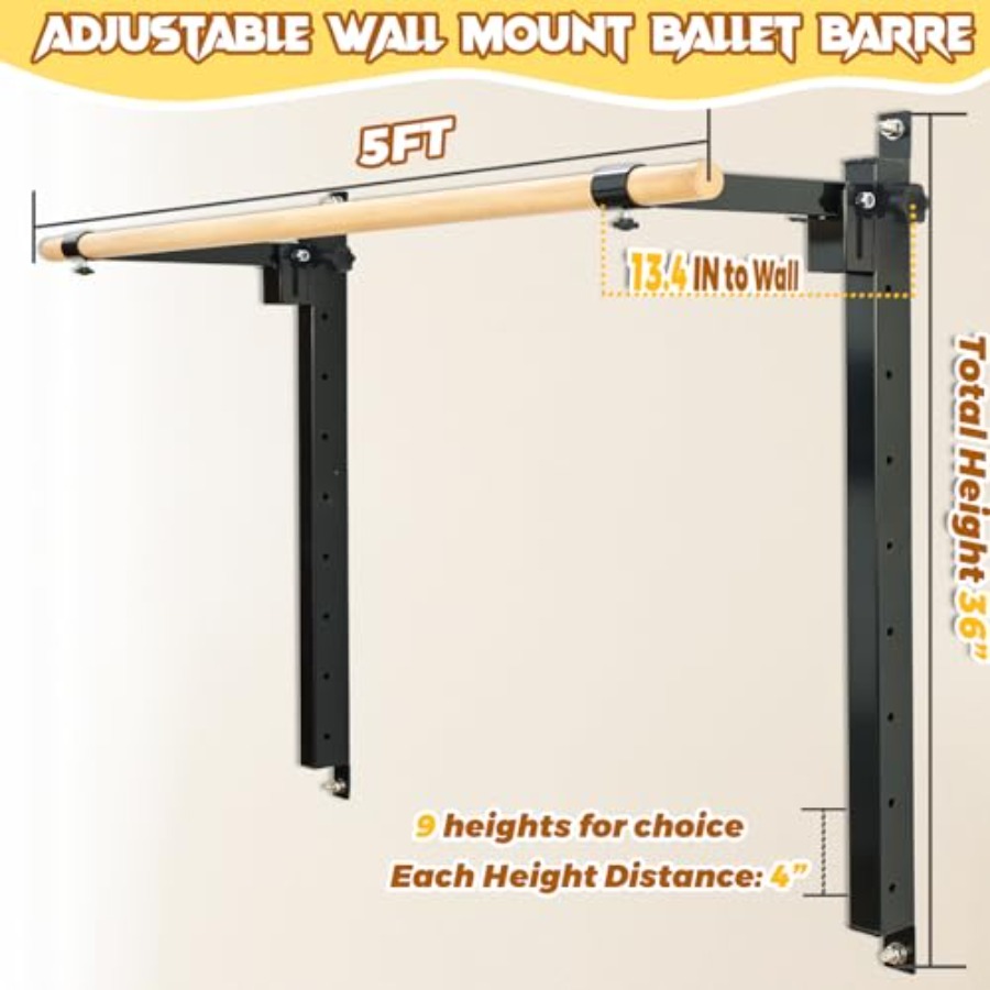 Wall Mounted Ballet Barre 4ft  - Home Gym Wall Mounted ulasan dan harga