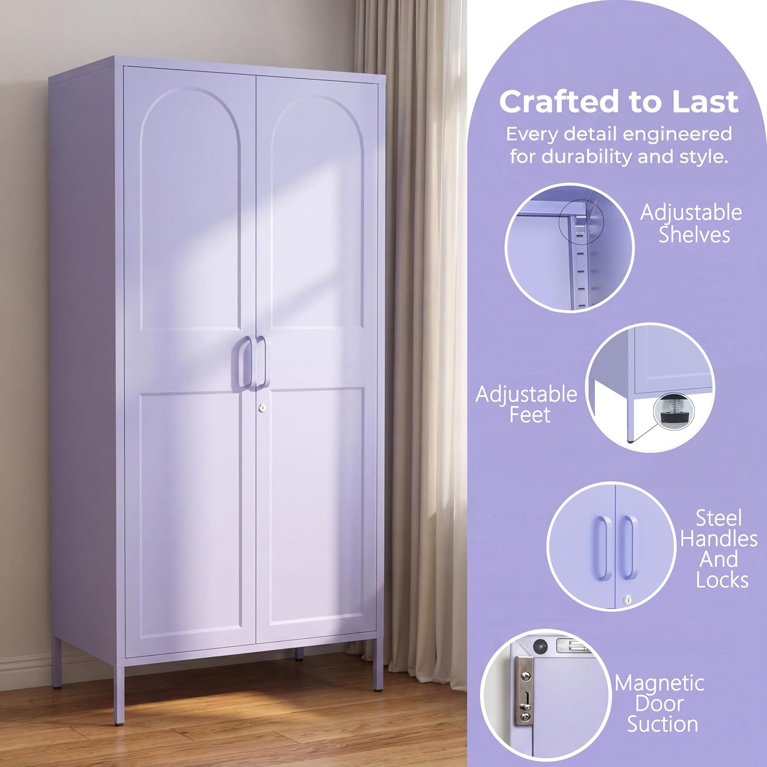 Lockable Metal Wardrobe, 67 In - Home Gym Minimalist ulasan dan harga