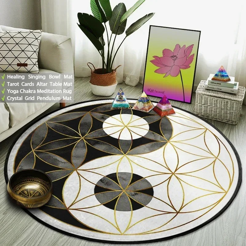 Yin Yang Taiji Round Rug Flowe - Home Gym Aesthetic ulasan dan harga