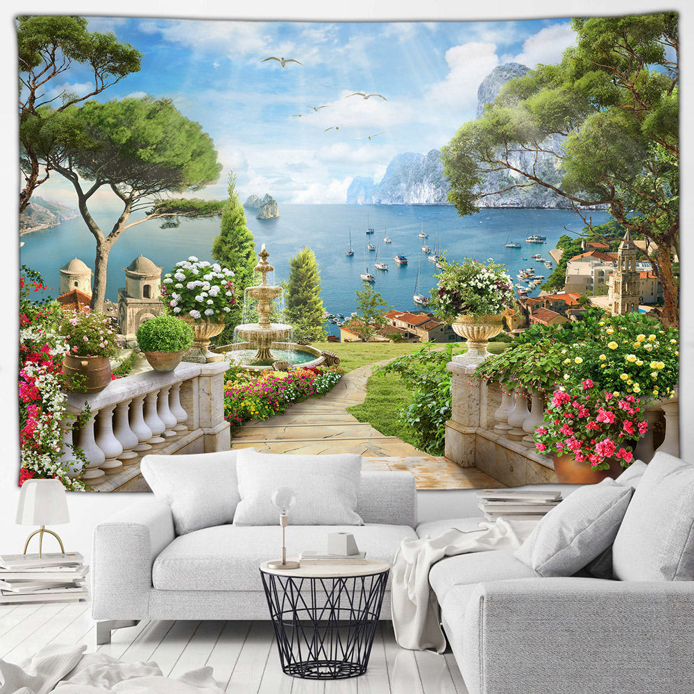 Italy Seaside Town Landscape T - Home Gym Decor ulasan dan harga